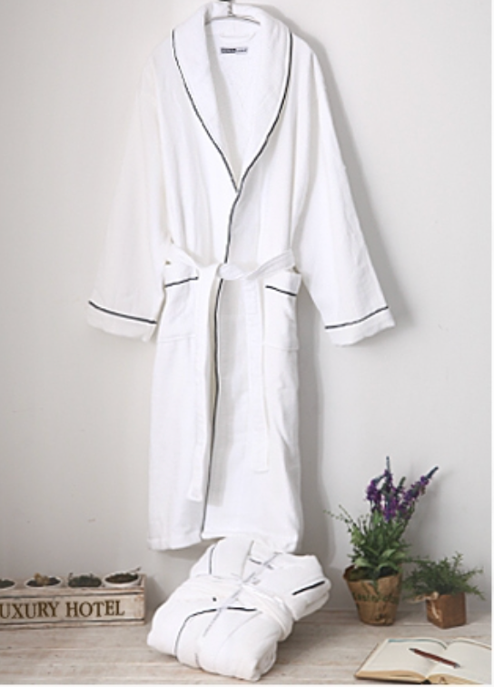 Bathrobe :  Bathrobe : 100% Cotton _Black Piping